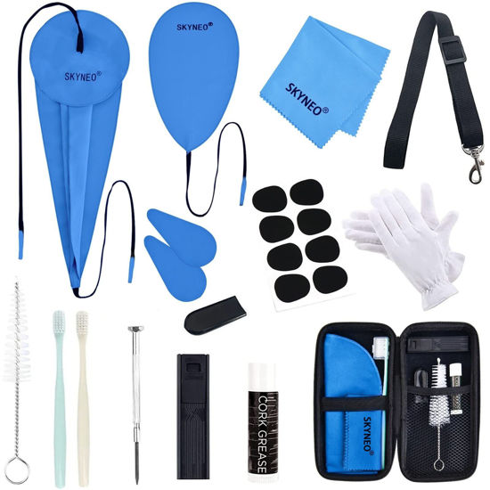 Picture of SKYNEO Saxophone Cleaning kit, Clarinet Cleaning Kit with Maintenance Kit,Cork Grease,Swab,Strap,Cleaning Cloth,Thumb Rest,Reed Case,Mouthpiece Brush and More