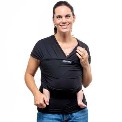 Picture of Cuddlebug Baby Wrap - Hands-Free Baby Carrier Wrap - Soft & Stretchy Baby Wraps Carrier - Baby Carrier Newborn to Toddler 7-35 lbs - One-Size-Fits-All Baby Holder Wrap - Hip-Healthy Wrap (Black)