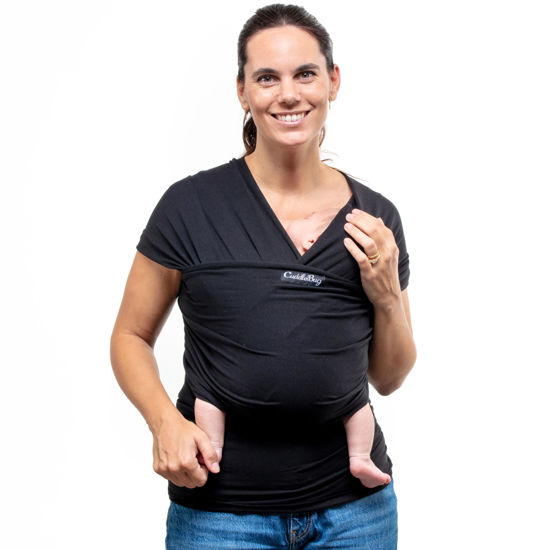 Picture of Cuddlebug Baby Wrap - Hands-Free Baby Carrier Wrap - Soft & Stretchy Baby Wraps Carrier - Baby Carrier Newborn to Toddler 7-35 lbs - One-Size-Fits-All Baby Holder Wrap - Hip-Healthy Wrap (Black)
