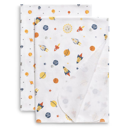 Picture of Delta Children 100% Cotton Flannel Baby Receiving Blankets for Girls and Boys - 30x30 Inches (Pack of 2), Space Exploration
