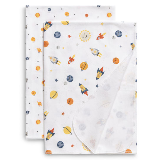 Picture of Delta Children 100% Cotton Flannel Baby Receiving Blankets for Girls and Boys - 30x30 Inches (Pack of 2), Space Exploration