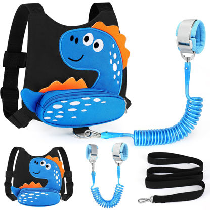 Picture of Accmor Toddler Harness Leash with Anti Lost Wrist Link, Cute Dinosaur Kids Harnesses Children Leashes, Baby Walking Harness Keep Child Close Wristband Strap for Boys Travel