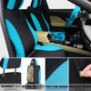 Picture of 17 Pcs Car Seat Cover Full Set for Women Universal Fit Car Front Rear Seat Covers Fluffy Steering Wheel Covers Fleece Handbrake Shift Cover Hanging Accessory Holder Ring Emblem (Turquoise Black)