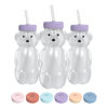 Picture of The 730 Project Honey Bear Straw Cup for Babies, 8-oz Honey Bear Cup with Lid, 3-Pack Therapy Learning Honeybear Straw Cup, Baby Honey Bear Bottle Set, Unicorn PURPLE