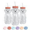 Picture of The 730 Project Honey Bear Straw Cup for Babies, 8-oz Honey Bear Cup with Lid, 3-Pack Therapy Learning Honeybear Straw Cup, Baby Honey Bear Bottle Set, Firetruck RED