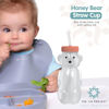 Picture of The 730 Project Honey Bear Straw Cup for Babies, 8-oz Honey Bear Cup with Lid, 3-Pack Therapy Learning Honeybear Straw Cup, Baby Honey Bear Bottle Set, Firetruck RED