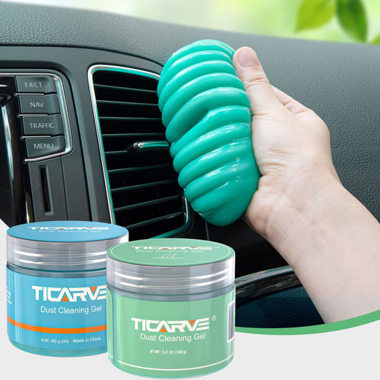 Picture of TICARVE 2Pack Cleaning Gel for Car Putty Car Slime Cleaning Car Detail Putty Tools Car Interior Cleaner Automotive Car Cleaning Kits Keyboard Cleaner Blue Green (320g/11.2oz)