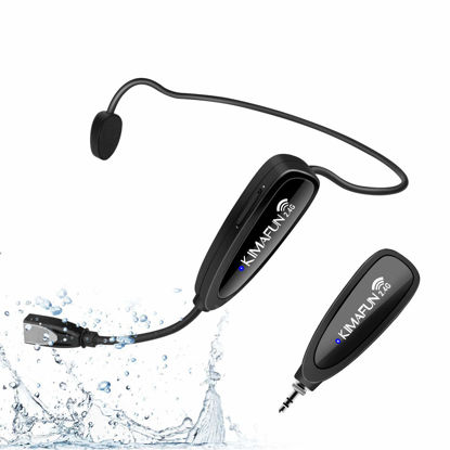 Picture of KIMAFUN Headset Wireless Microphone System, No Need Bluetooth, Waterproof Head Mic for Fitness Instructor, Teaching Online, Yoga Classroom, Spinning Coach, Speaker, iPhone, Android Phone, G100-1