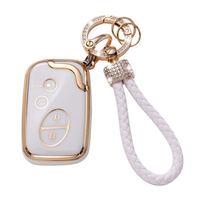 Picture of Gematay for Lexus Key Fob Cover, Key Case Shell Compatible with Lexus GX460 RX350 ES350 IS250 GX460 LX570 IS350 GS430 GS300 GS450h is-C is-F Smart Key Protector