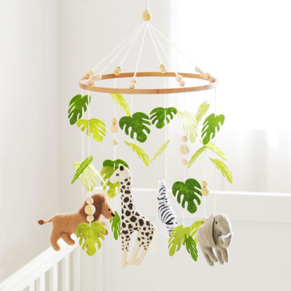 Picture of Baby Mobile for Crib Safari Nursery Mobile Handmade Jungle Baby Mobile Woodland Nursery Decor Forest Animals Crib Accessories with Lion Elephant Zebra Giraffe