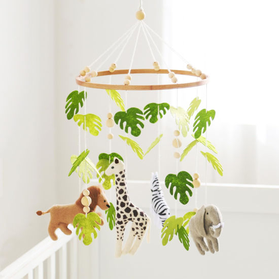 Picture of Baby Mobile for Crib Safari Nursery Mobile Handmade Jungle Baby Mobile Woodland Nursery Decor Forest Animals Crib Accessories with Lion Elephant Zebra Giraffe