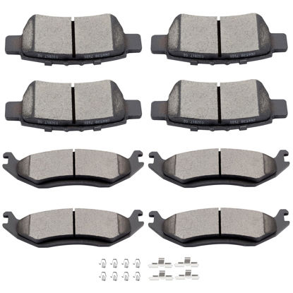 Picture of SCITOO D1084 D967 Front Ceramic Rear Semi-Metal Brake Pad Sets Fit For Chrysler Aspen 07-09,For Dodge Dakota 2010,For Dodge For Durango 2007-2009,For Dodge Ram 1500 2006-2010,For Ram 1500 2011-2018
