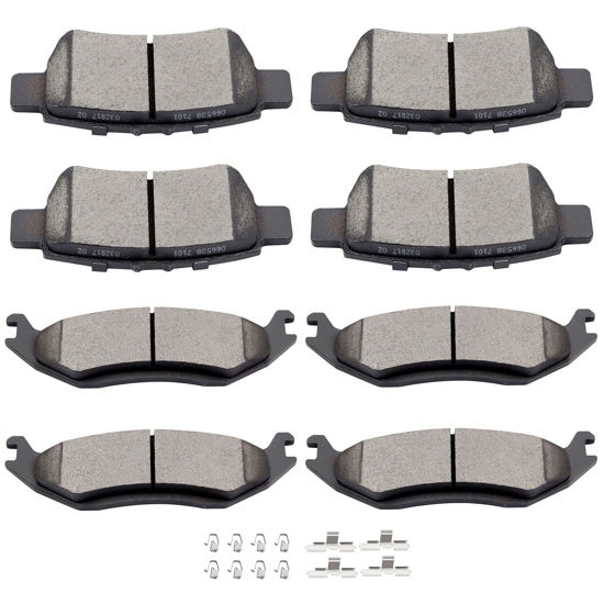 Picture of SCITOO D1084 D967 Front Ceramic Rear Semi-Metal Brake Pad Sets Fit For Chrysler Aspen 07-09,For Dodge Dakota 2010,For Dodge For Durango 2007-2009,For Dodge Ram 1500 2006-2010,For Ram 1500 2011-2018