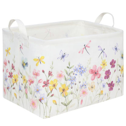 Picture of FXOCSHE Boho Flower Nursery Basket,Waterproof collapsible storage basket,Fall Wildflower Floral Dandelion Storage Bin,Plant Butterfly baby girl gift basket,Girls Bedroom Boho Flower Decor(Dandelion)