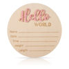 Picture of Newborn Announcement Sign, 5.9in Wooden Hello World Sign Baby Welcome Sign Birth Baby Name Plaques for Newborn Boys and Girls Photo Props Baby Shower Hospital Nursery (Light Pink)