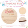 Picture of Newborn Announcement Sign, 5.9in Wooden Hello World Sign Baby Welcome Sign Birth Baby Name Plaques for Newborn Boys and Girls Photo Props Baby Shower Hospital Nursery (Light Pink)