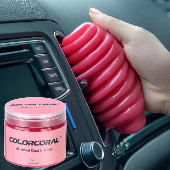 Picture of COLORCORAL Cleaning Gel for Car Universal Gel Cleaner Auto Detailing Car Vent Keyboard Cleaning Putty Car Interior Cleaner Dashboard Dust Remover Putty Auto Duster Cleaning Kit 160G - Rose Red