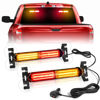 Picture of HLauto 1002L Emergency Strobe Traffic Advisor Light Bar: 40LED Dash Safety Warning Flashing Front/Rear Windshield Visor Light for Construction Vehicle, Trucks (2x10.7inch, Amber Red)