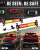 Picture of HLauto 1002L Emergency Strobe Traffic Advisor Light Bar: 40LED Dash Safety Warning Flashing Front/Rear Windshield Visor Light for Construction Vehicle, Trucks (2x10.7inch, Amber Red)