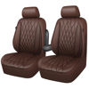 Picture of CAR PASS Piping Luxury Faux PU Leather Two Front Car Seat Covers, Waterproof Anti Slip Seat Covers Compatible with Front Seat Armrests,Universal Fit for Suvs,Vans,Trucks,Airbag Compatible, All Brown