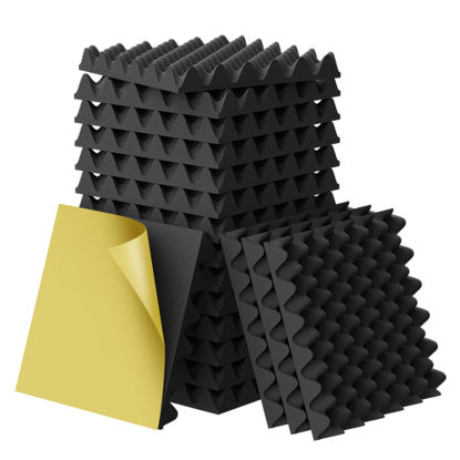 Picture of 12 Pack 1.5"X12"X12" Acoustic Foam, Self Adhesive Sound Proof Egg Crate Foam(Most Soundproofing Design), Upgraded Sound Proof Foam Panels for Walls, Doors, Fire-Retardent Acoustic Panels,Made by WVOVW