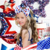 Picture of YanJie Baby Bows 4th of July Headband Patriotic Bows Handmade Stretchy Headband New Born Bows Star Bows for Girls Infants Toddlers