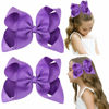 Picture of DEEKA 2 PCS 6" Big Hand-made Grosgrain Ribbon Solid Color Hair Bows Alligator Clips Hair Accessories for Little Teen Toddler Girls Kids Set of 2 -Purple