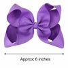 Picture of DEEKA 2 PCS 6" Big Hand-made Grosgrain Ribbon Solid Color Hair Bows Alligator Clips Hair Accessories for Little Teen Toddler Girls Kids Set of 2 -Purple