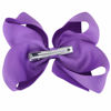 Picture of DEEKA 2 PCS 6" Big Hand-made Grosgrain Ribbon Solid Color Hair Bows Alligator Clips Hair Accessories for Little Teen Toddler Girls Kids Set of 2 -Purple
