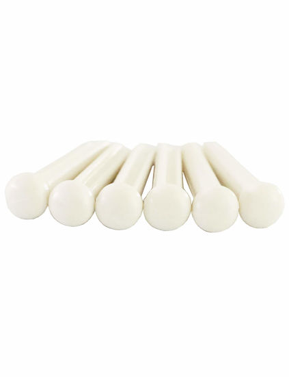 Picture of Metallor Guitar Bridge Pins String Pegs for Acoustic Guitar Parts Replacement Set of 6 Pieces White.