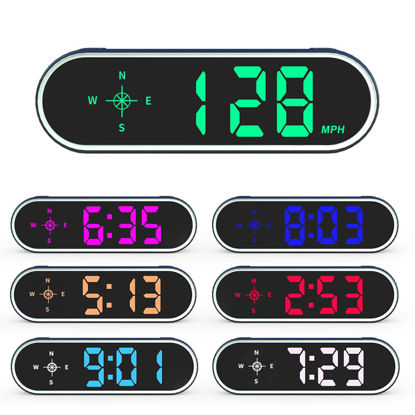 Picture of New Colorful Speedometer HUD GPS Digital Speed Meter MPH KM/H Speedo Head Up Display for Cars Trucks, USB Cable Plug & Play (7 Color/MPH KM/H)