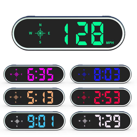 Picture of New Colorful Speedometer HUD GPS Digital Speed Meter MPH KM/H Speedo Head Up Display for Cars Trucks, USB Cable Plug & Play (7 Color/MPH KM/H)