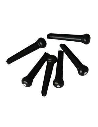 Picture of Metallor Acoustic Guitar Bridge Pins String Peg Guitar Parts Replacement Pack of 6 Pieces Black with White Dot.