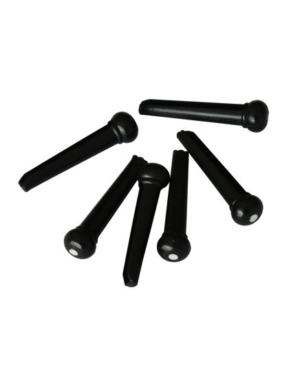 Picture of Metallor Acoustic Guitar Bridge Pins String Peg Guitar Parts Replacement Pack of 6 Pieces Black with White Dot.
