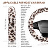 Picture of Fuzzy Steering Wheel Cover for Women Girls, Accmor Universal Fit 15 inch Fur Car Wheel Cover & Handbrake Cover & Gear Shift Cover Set, Fashion Leopard Winter Warm Fluffy Vehicle Wheel Protector