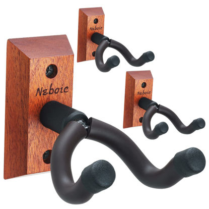 Picture of Neboic 3 Pack Guitar Wall Mount, Wood Guitar Wall Hanger, Guitar Hook, Guitar Accessories for Acoustic Electric Bass Guitar Ukulele Banjo Mandolin