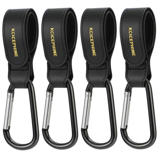 Picture of 4Pack Universal Baby Stroller Hooks Clips for Hanging Bags and Shopping,Convenient Stroller Straps Accessories Perfect for Uppababy, Babyzen Yoyo, Britax, Bugaboo, Bob, Buggy, Shopping Cart（Black）