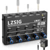 Picture of LZSIG Mini Audio Mixer,Stereo Line Mixer for Sub-Mixing,Ultra Low-Noise,4-Channel,Dynamic Microphone Independent Control, 1/4" & 1/8" TRS Output and Input,for Guitars,Bass,Keyboards (Small(4-Channel))
