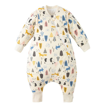 Picture of Duomiaomiao Unisex Baby Sleep Sack,3.5 TOG Baby Sleeping Bag,100% Cotton,Winter Cotton Toddler Sleeping Sack with Feet, 2-Way Zipper Sleeping Bag Sack for Early Walkers