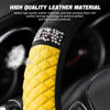 Picture of Bling Soft Leather Steering Wheel Cover, 15 Inch Colorful Rhinestones Auto Elastic Steering Wheel Protector, Sparkly Crystal Diamond for Women Girls, Car Accessories for Most Cars (Yellow)