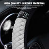 Picture of Leather Car Steering Wheel Cover, 15 Inch Colorful Rhinestones Elastic Auto Steering Wheel Protector, Bling Steering Wheel Cover for Women Men, Car Accessories for Cars, Vehicles, SUVs (White)