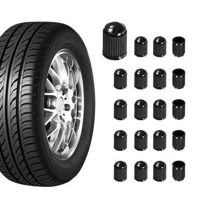 Picture of Ziciner 20 PCS Tire Valve Stem Caps, Plastic Car Tyre Valve Cap with O Rubber Seal, Dustproof Airtight Seal Wheel Stem Covers, Universal Accessories for Cars, SUVs, Bicycles,Trucks (Black)