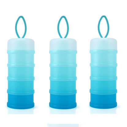 Picture of Accmor Baby Formula Dispenser On The Go, Stackable Formula Dispenser for Travel Formula Container to Go, Non-Spill Milk Powder Baby Kids Snack Storage Container, BPA Free, 3 Packs