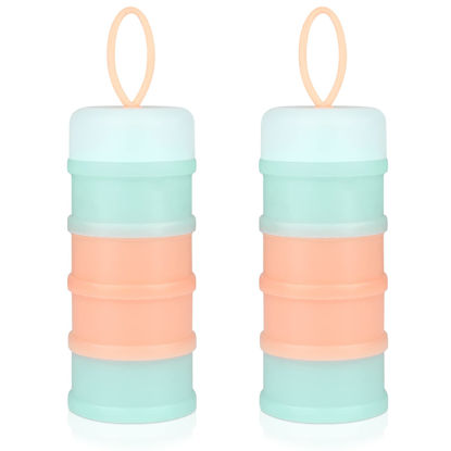 Picture of Accmor Baby Formula Dispenser On The Go, Stackable Formula Dispenser for Travel Formula Container to Go, Non-Spill Milk Powder Baby Kids Snack Storage Container, BPA Free, 2 Packs
