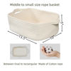 Picture of XUANGUO Woven Cotton Rope Storage Basket with Handles for Organizing Shelves Closet Small Cat Dog Pet Toy Basket Box Bin Decorative Rectangle Baby Nursery basket Gift basket Empty(white)