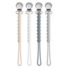 Picture of Pacifier Clip for Boys Girls - MORIBOX 4 Pack Paci Clip Soothie Baby Binky Holder for Shower Gift Birthday (Beige+White+Dgrey+Lgrey)