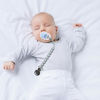Picture of Pacifier Clip for Boys Girls - MORIBOX 4 Pack Paci Clip Soothie Baby Binky Holder for Shower Gift Birthday (Beige+White+Dgrey+Lgrey)