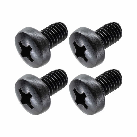 Picture of Black License Plate Screws for BMW and Tesla, Phillips Machine Pan Head 18-8, Stainless Steel, M5-0.8 x 6 mm Bolt (Pack of 4)