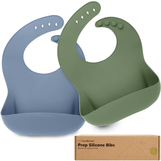 Picture of KeaBabies 2-Pack Silicone Bibs For Babies, Silicone Baby Bibs for Eating, Food-Grade Pure Silicone Bib, Toddler Bibs, Waterproof Bibs, Feeding Bibs, Silicon Bibs for Toddlers, Boys, Girls (Slate)