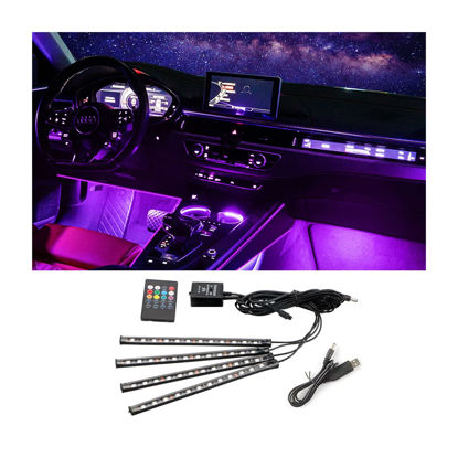 Picture of Car LED Strip Lights, Multicolor Music Lights with Infrared Wireless Remote Control and Sound Sensor, DC 12V Underdash Lighting Kit, Car Interior Atmosphere Decoration Lights (Colorful)